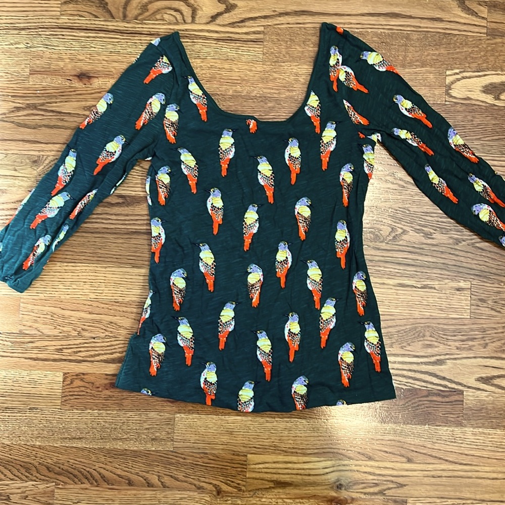 Anthropologie 9-H15 STCL Bird Fete Top size Small